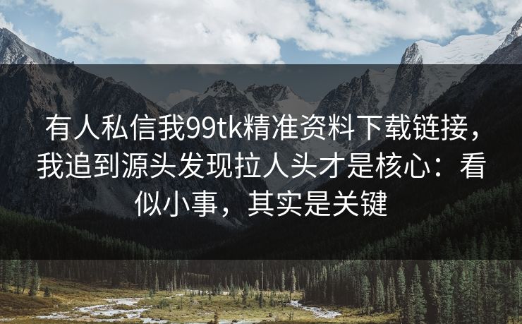 有人私信我99tk精准资料下载链接,我追到源头发现拉人头才是核心:看似小事,其实是关键 有人私信我99tk精准资料下载链接,我追到源头发现拉人头才是核心:看似小事,其实是关键